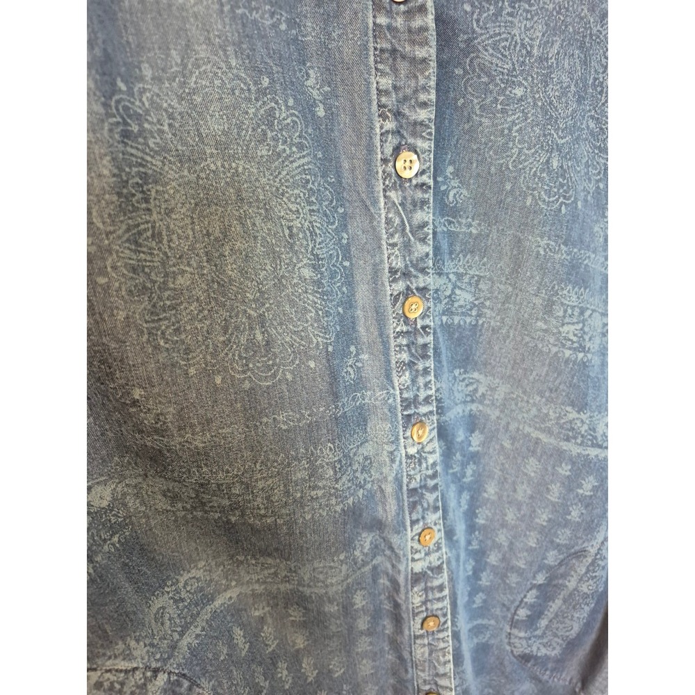 J Jill Denim Womens Large Chambray Shirt Dress Paisley Button Front Blue - Picture 3 of 5